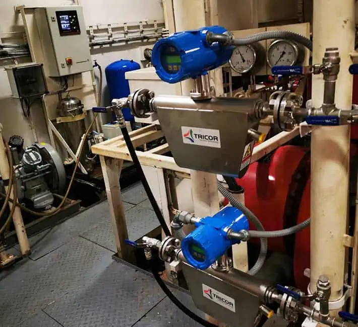 Fuel measurement on ship using TRICOR Coriolis flow meters