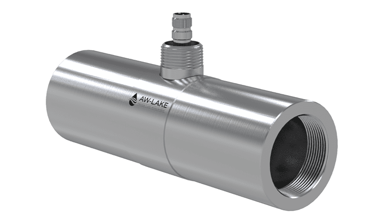 Turbine flow meter by AW-Lake for precise liquid flow measurement in industrial processes.